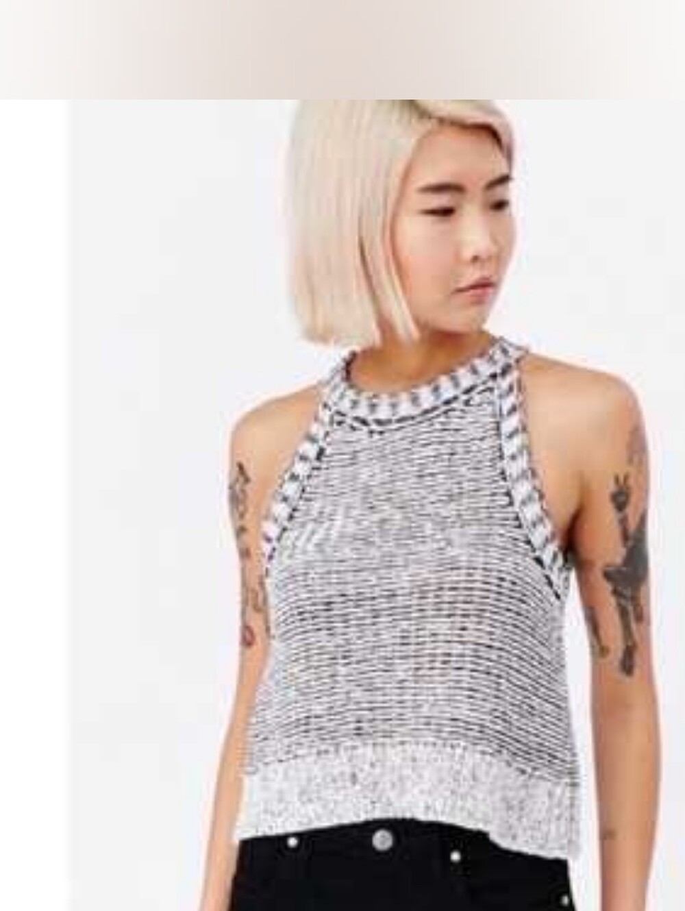 Anthropologie Silence + Noise Maria Sweater Tank In Neutral Multi Colorway